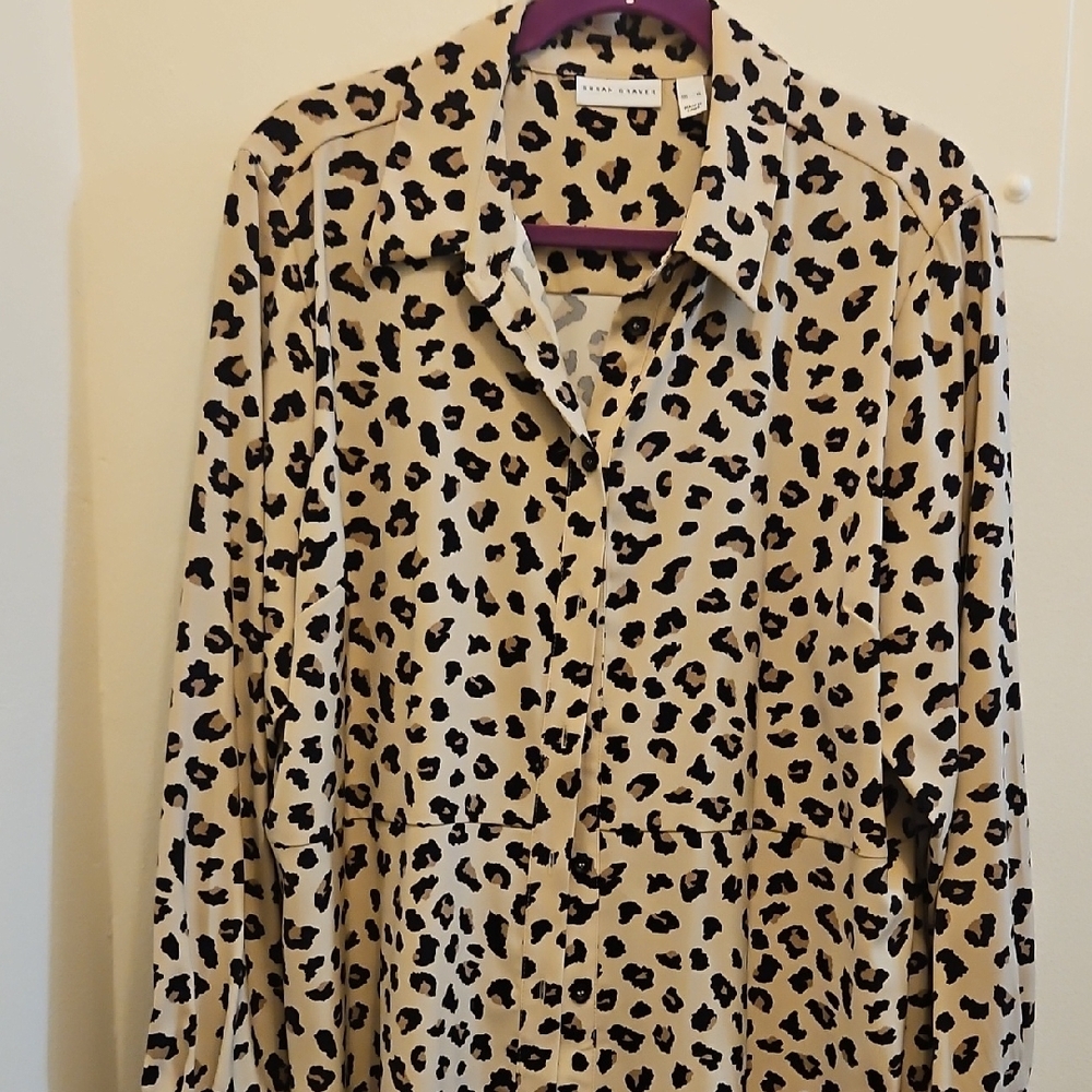 Leopard Print Button-Up Blouse